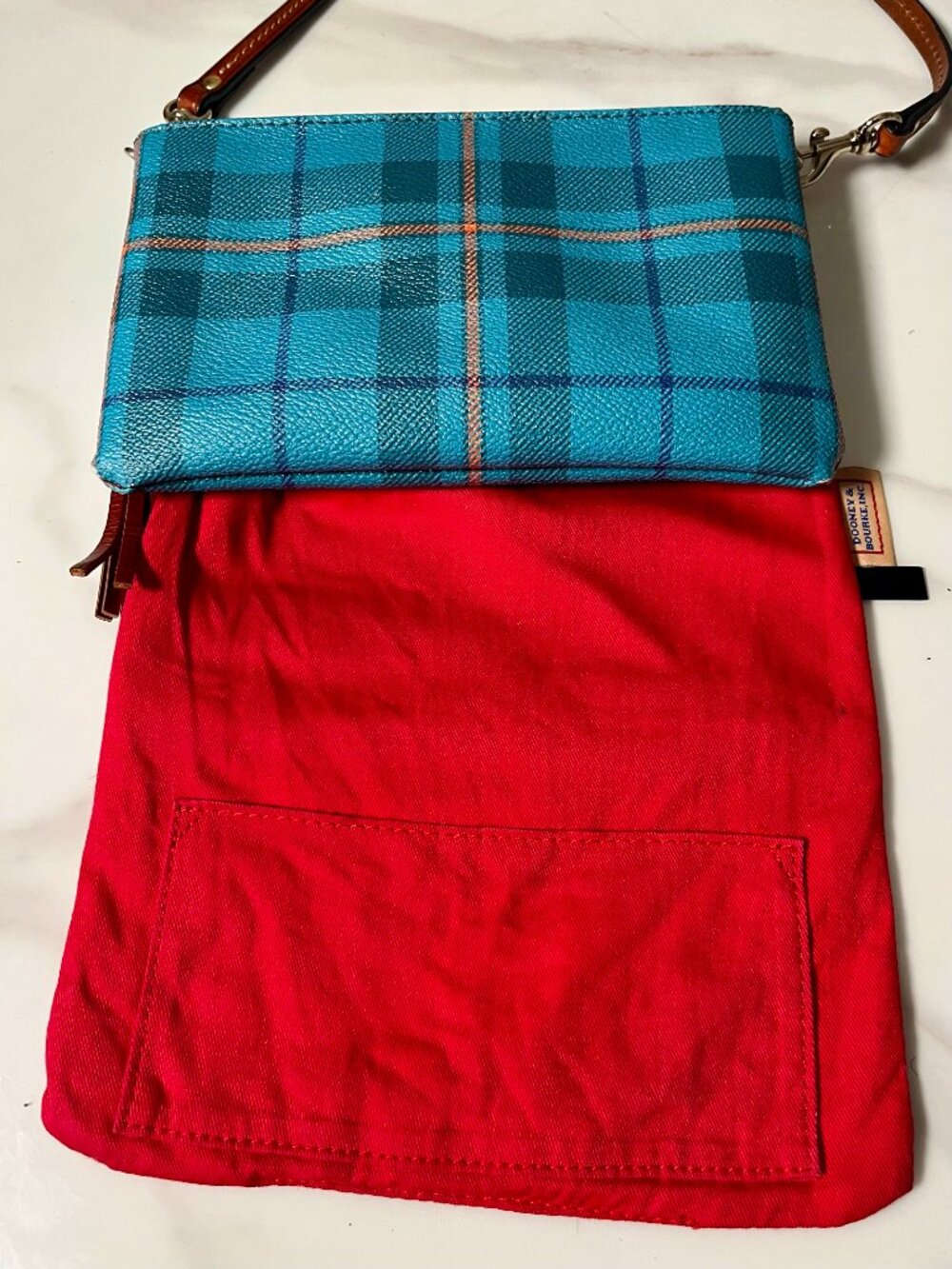 Dooney & Bourke Tiverton Blue Tartan Plaid Crossbody Tassel Bag + COA - Picture 14 of 15